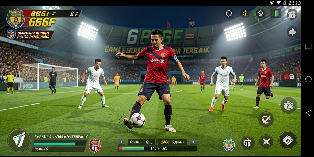 Screenshot 666F yang menampilkan aksi sepak bola yang seru.