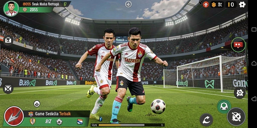 Tampilan gameplay yang mendebarkan dalam game sepak bola 8055.