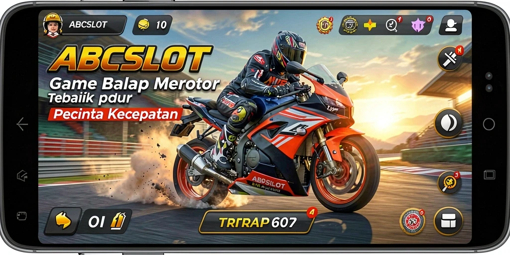 Tampilan gameplay balap motor yang intens dan mendebarkan.