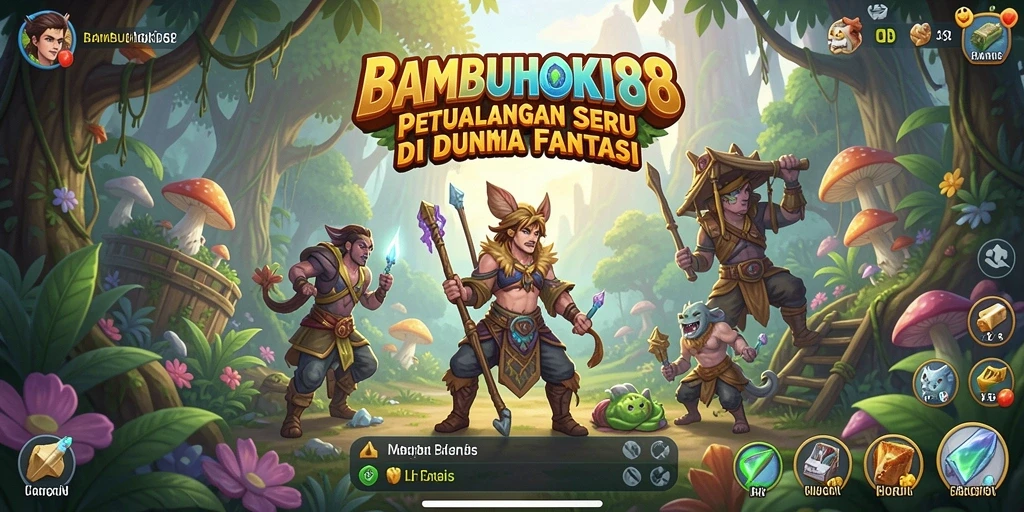 Screenshot utama menampilkan aksi seru dalam petualangan BAMBUHOKI88.