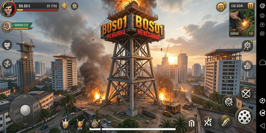 Tangkapan layar menampilkan aksi menegangkan dalam game Tower Defense.