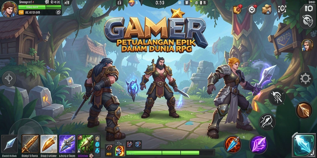 Screenshot menunjukkan aksi bertarung seru dalam dunia RPG
