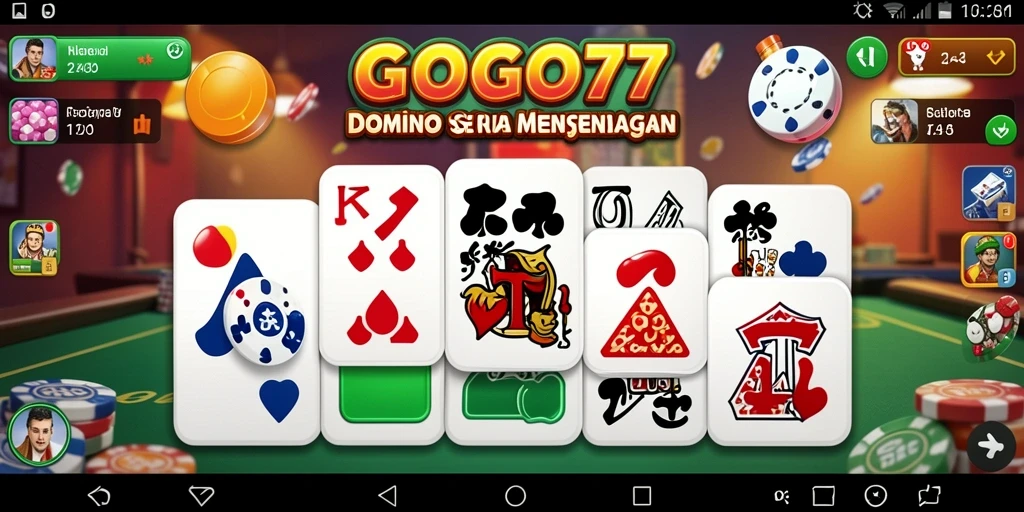 Screenshot GOGO77 menampilkan gameplay domino yang seru dan interaktif.