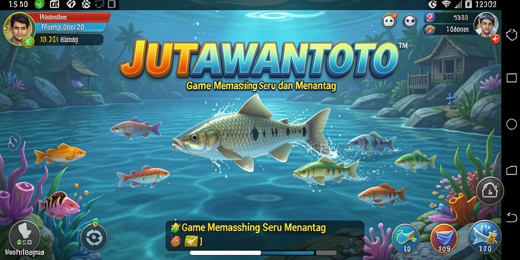 Screenshot gameplay JUTAWANTOTO yang menunjukkan aksi memancing seru.