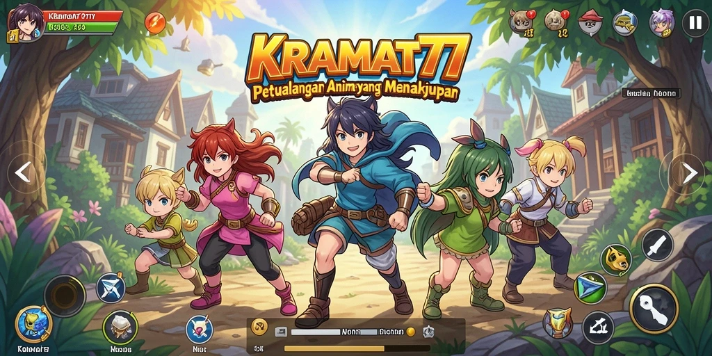 Tampilan gameplay KRAMAT77 yang menampilkan karakter Anime yang beraksi.