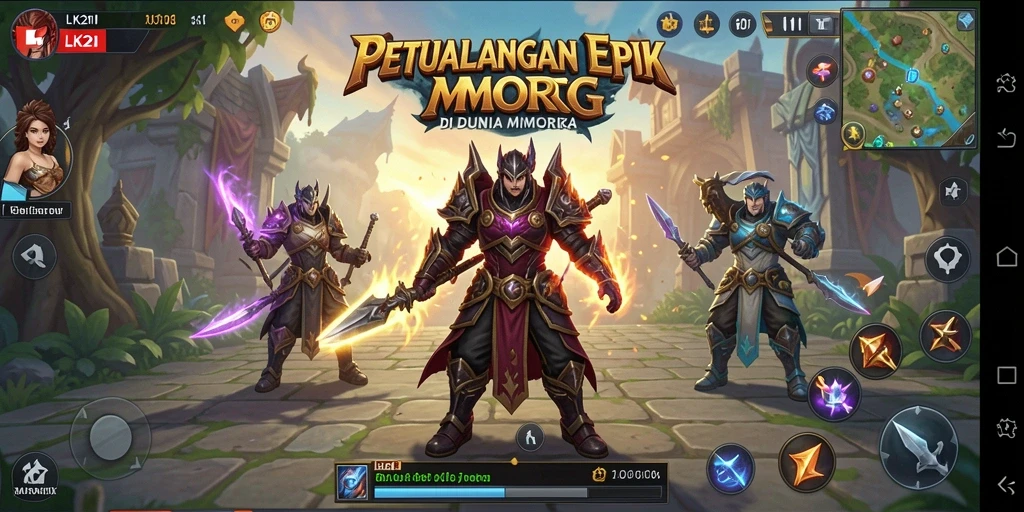 Tampilan gameplay LK21 dengan aksi seru dalam dunia MMORPG.