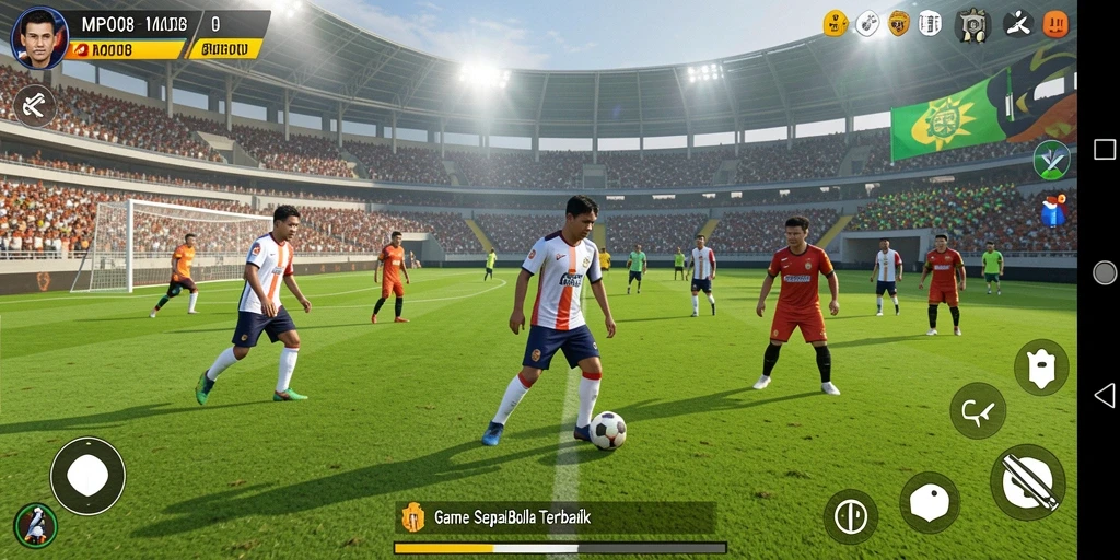 Tampilan aksi permainan sepak bola yang mendebarkan di MPO08.