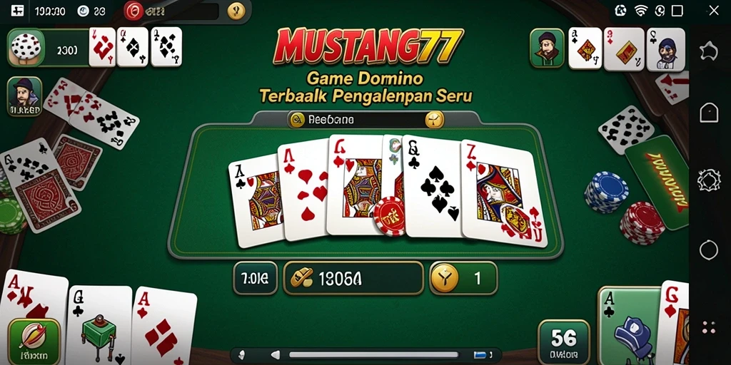 Tampilan menarik dari gameplay domino di MUSTANG77.