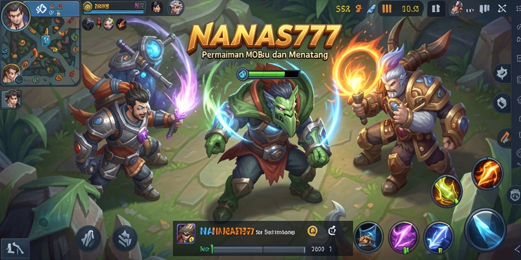 Tangkapan layar menampilkan aksi seru gameplay MOBA NANAS777.