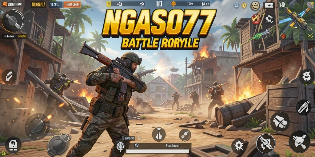 Gameplay Battle Royale yang penuh aksi dan strategi.