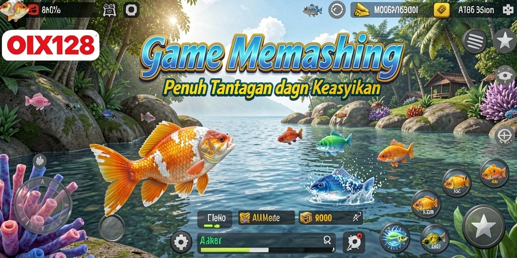 Gameplay OLX128 yang menarik saat memancing di lokasi indah.