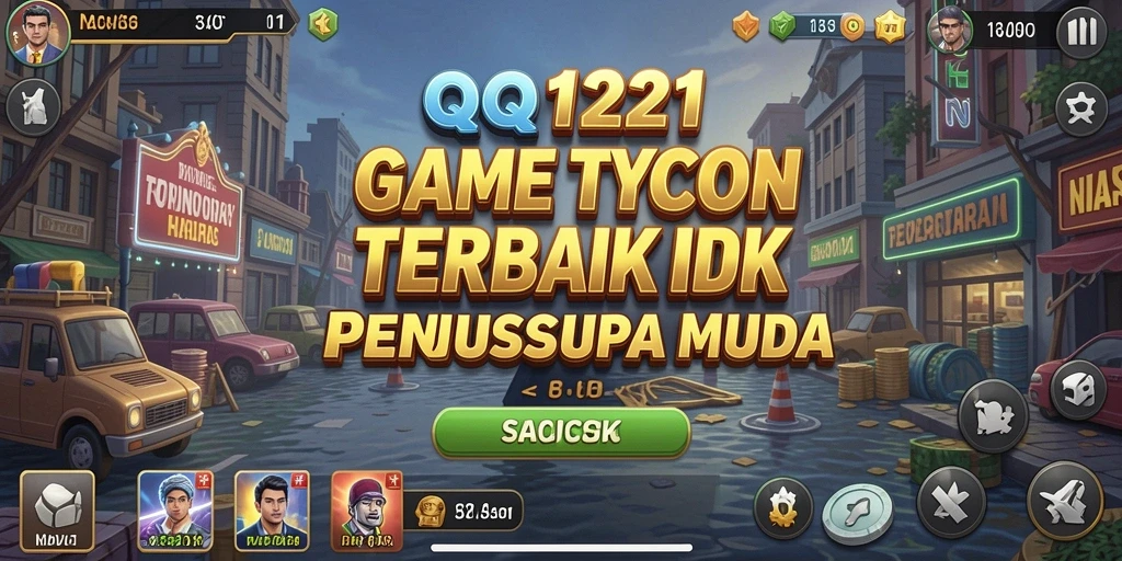 Tampilan gameplay menantang di QQ1221 dengan berbagai pilihan bisnis.