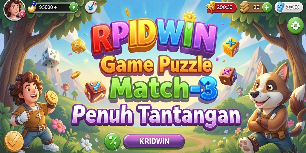 Tampilan gameplay RPIDWIN dengan permata berwarna-warni yang seru.