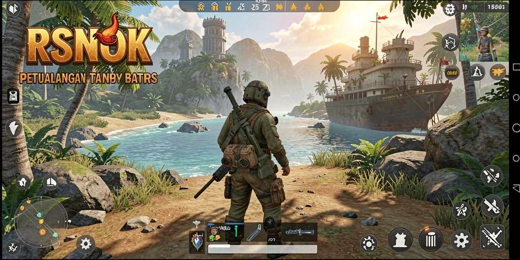 Screenshot gameplay RSNOK menampilkan petualangan seru di dunia terbuka.