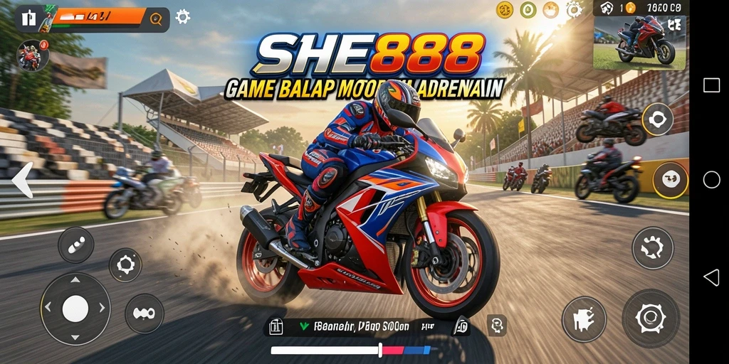 Tampilan gameplay seru di SHE888 dengan berbagai mode balap.