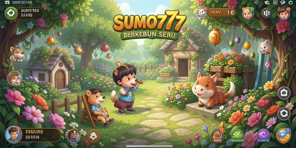 Tampilan gameplay menarik dari SUMO777 dengan lahan pertanian hijau.