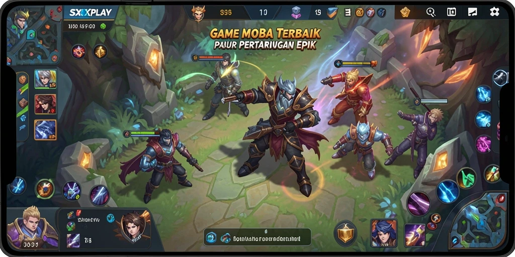 Tampilan pertarungan seru dalam SXXPLAY dengan karakter unik.