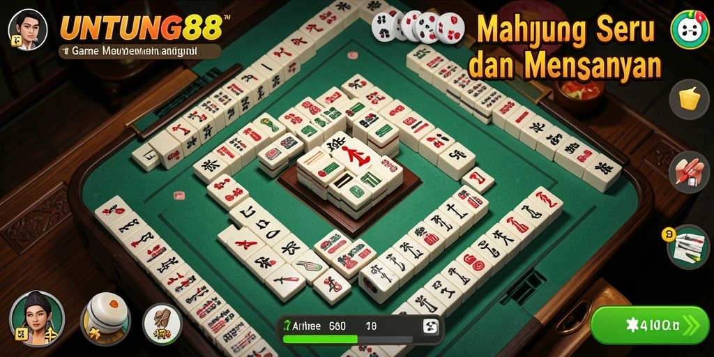 Tampilan gameplay UNTUNG88 yang menarik dengan desain ubin Mahjong.