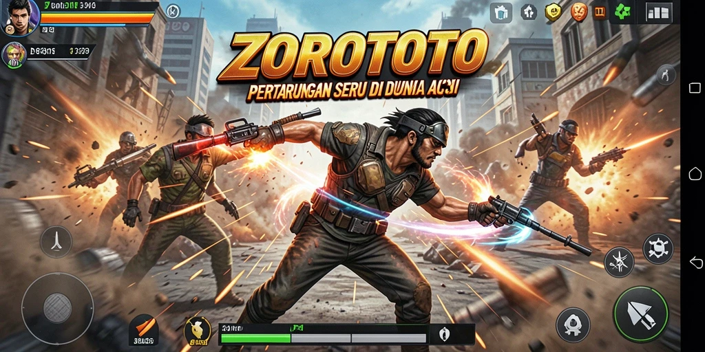 Screenshot gameplay ZOROTOTO menampilkan aksi seru dan karakter unik.